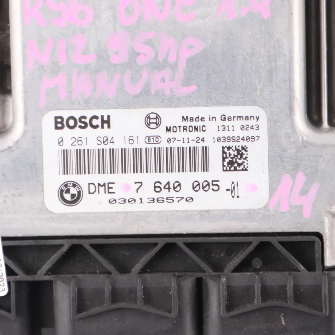 95HP Engine Control Unit ECU DME to Mini One R55 R56 R57 Petrol N12 1.4 with Part number 7640005 Mini One R55 R56 R57 Petrol N12 1.4 95HP Engine Control Unit ECU DME - SKU 7640005-14 - Part number 7640005