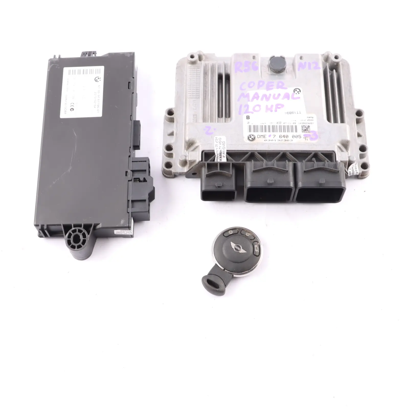 Mini Cooper R55 R56 N12 1.6 120PK Motor DME Kit 7640005 CAS3 Sleutel Handgesch
