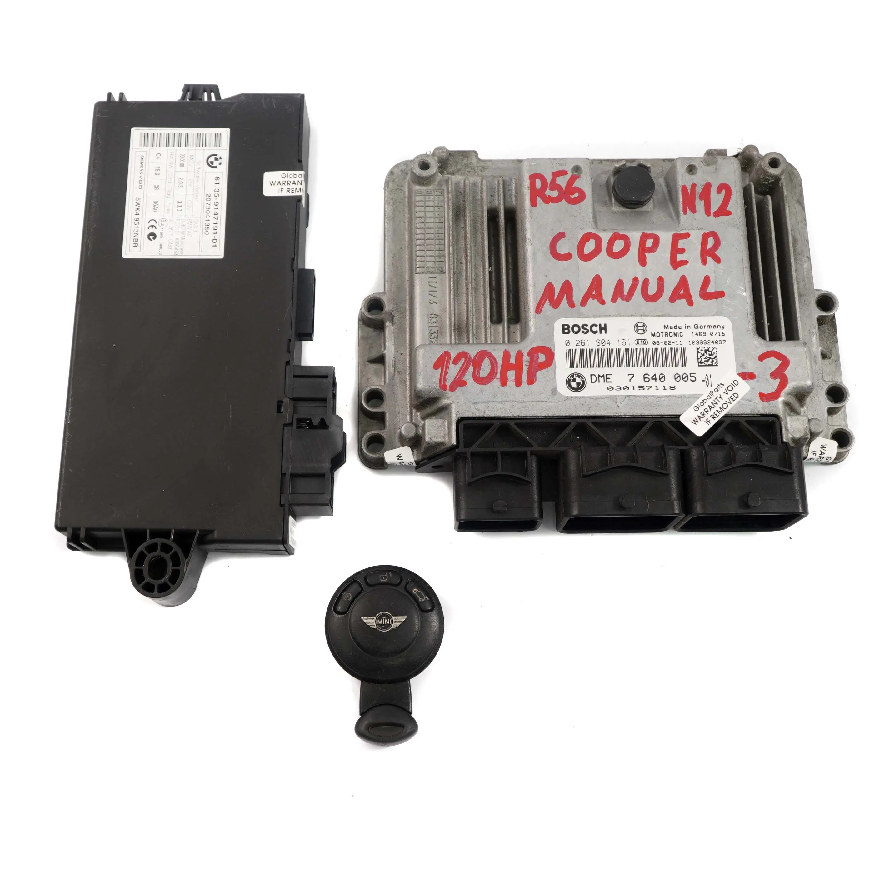Mini Cooper R55 R56 N12 1.6 120HP ECU Kit Engine DME 7640005 CAS3 Key Manual