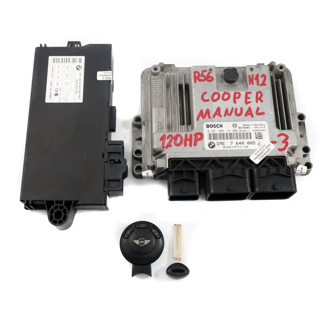Mini Cooper R55 R56 N12 1.6 120HP ECU Kit Motor DME CAS3 Clave Manual - SKU 7640005-3 - Número de pieza 7640005