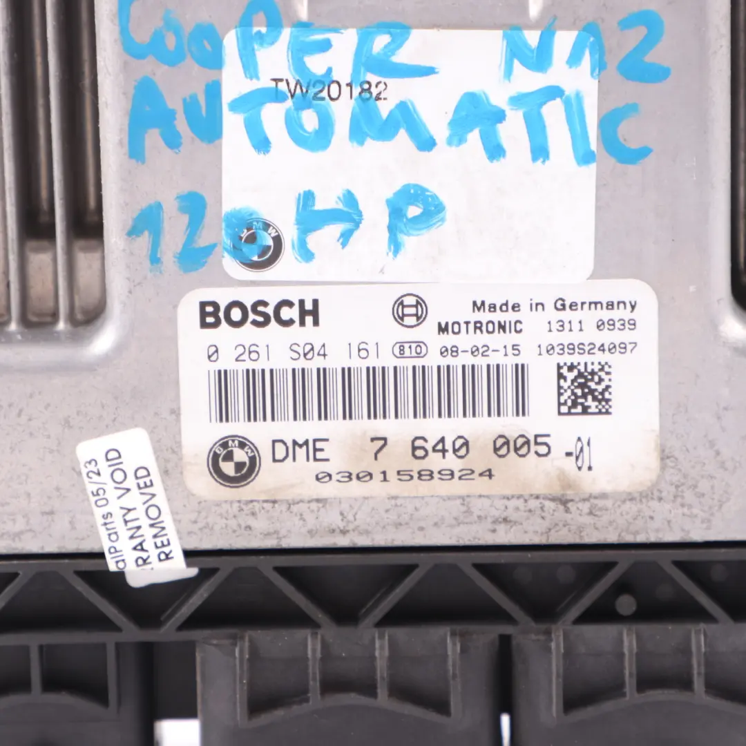 120HP Petrol ECU Kit DME CAS3 + Key Automatic to Mini Cooper R56 N12 1.6 with Part number 7640005 Mini Cooper R56 N12 1.6 120HP Petrol ECU Kit DME CAS3 + Key Automatic - SKU 7640005-6 - Part number 7640005