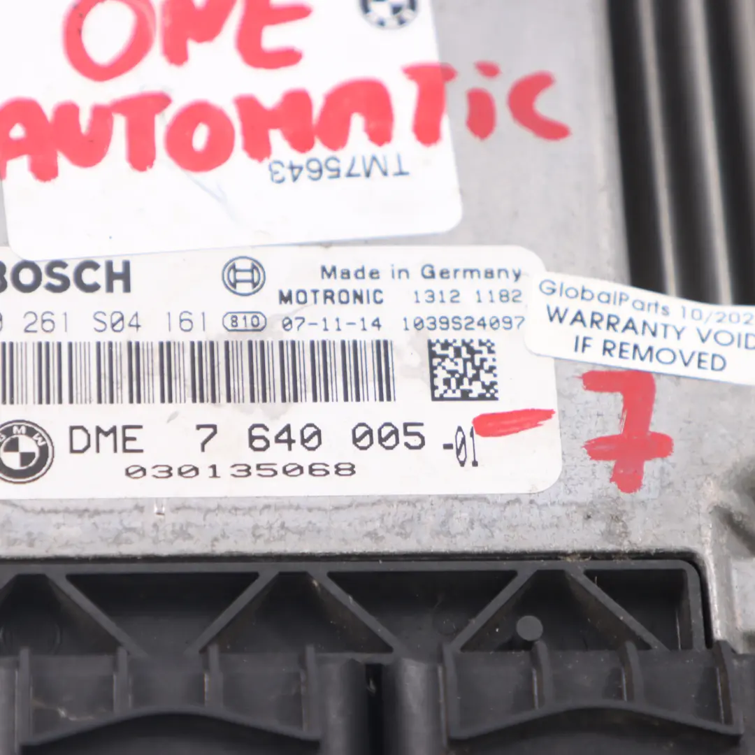 Mini One R55 R56 N12 1.4 95HP Petrol ECU Kit DME CAS3 + Key Automatic - SKU 7640005-7 - Part number 7640005