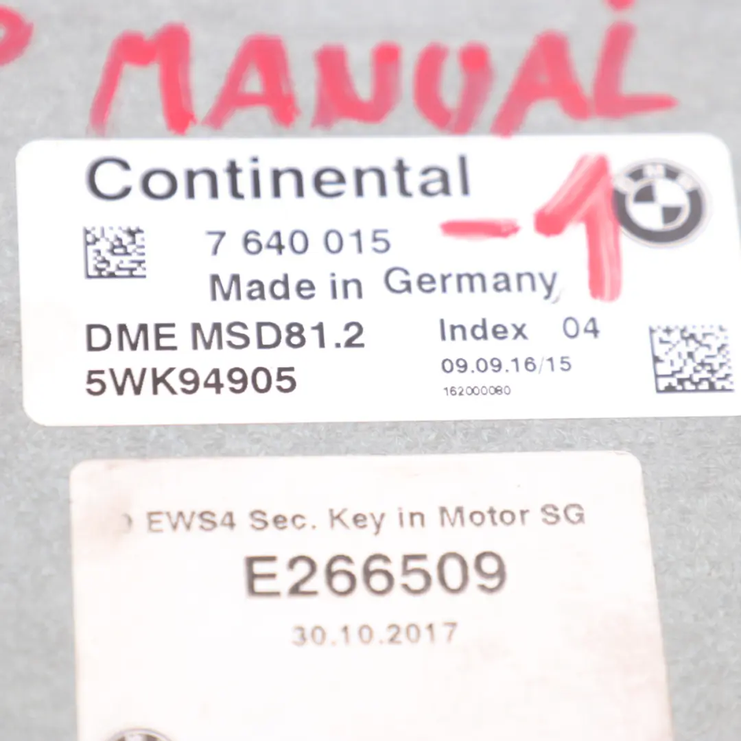 BMW E81 E87 LCI N43 116i 2.0 122HP ECU Control Unit Kit DME CAS3 + Keys - SKU 7640015-1 - Part number 7640015
