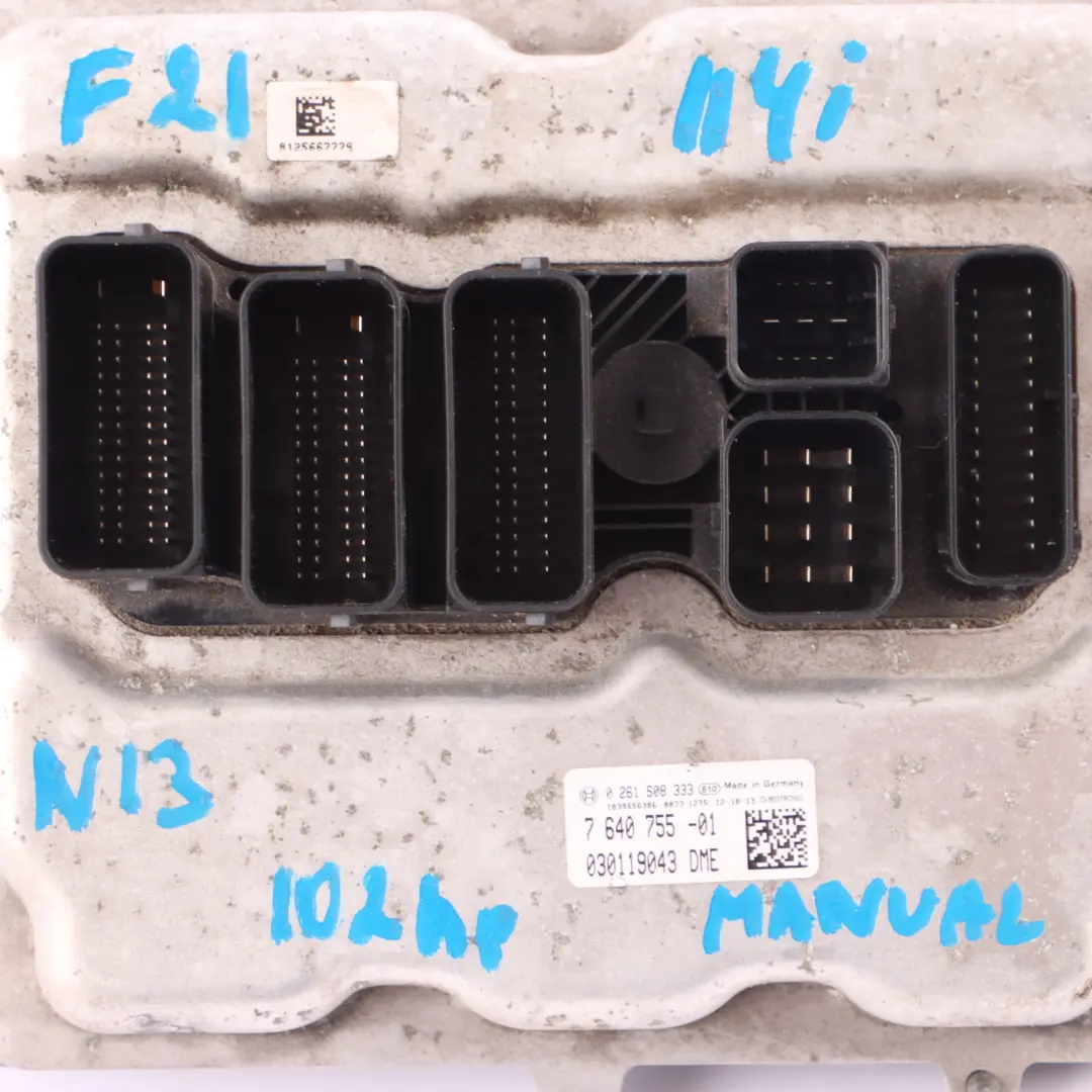 BMW F20 F21 114i N13 102HP Unité moteur ECU Kit DME Key FEM Manual - SKU 7640755-4 - Numéro de pièce 7640755