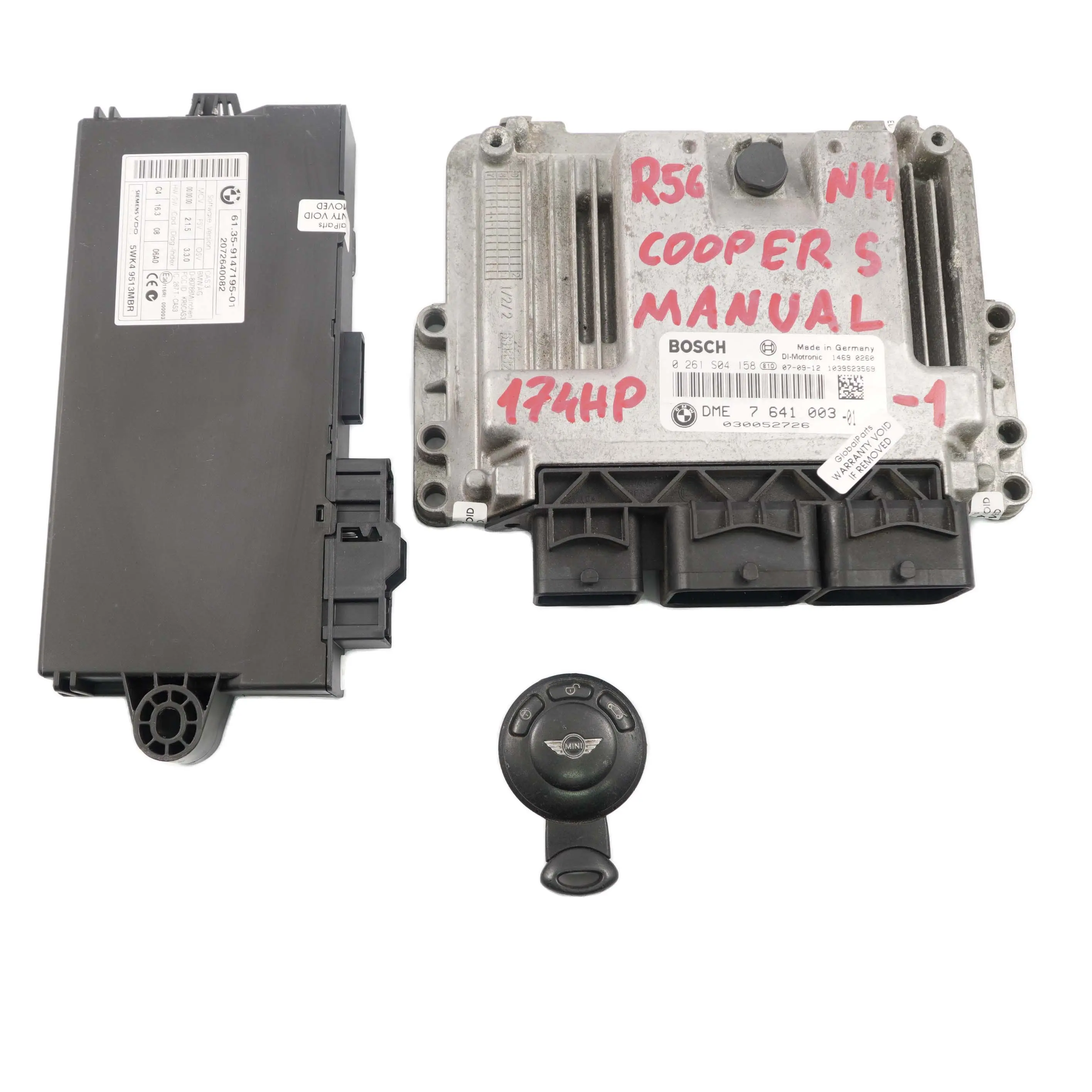 Mini Cooper S R55 R56 N14 1.6 174PS Commande Dme CAS3 Cle 7641003