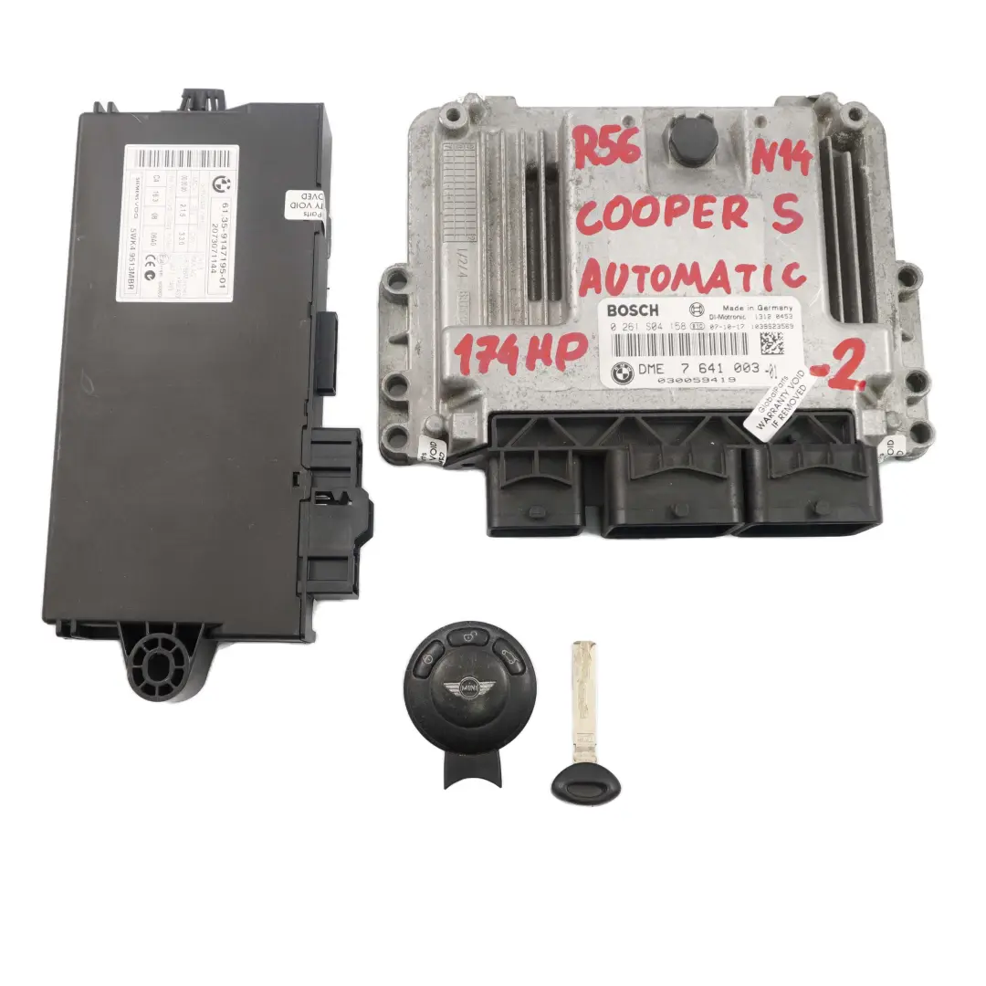 Mini R55 R56 R57 N14 1.6 174HP Kit ECU DME CAS3 Llave Automático - SKU 7641003-2 - Número de pieza 7641003