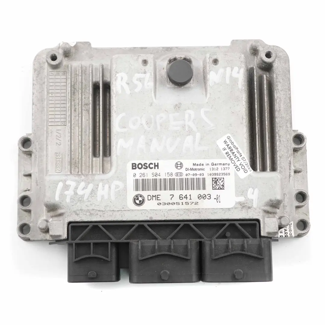 Mini Cooper S R56 N14 1.6 174HP ECU Kit DME + CAS3 + 2 Keys Manual - SKU 7641003-4 - Part number 7641003
