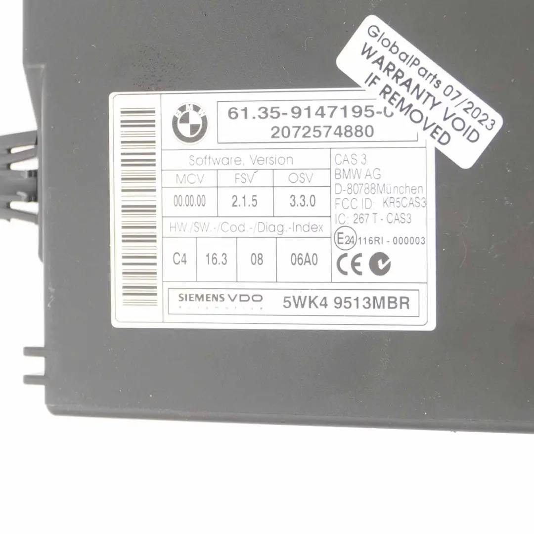 Mini Cooper S R56 N14 1.6 174HP ECU Kit DME + CAS3 + 2 Keys Manual - SKU 7641003-4 - Part number 7641003