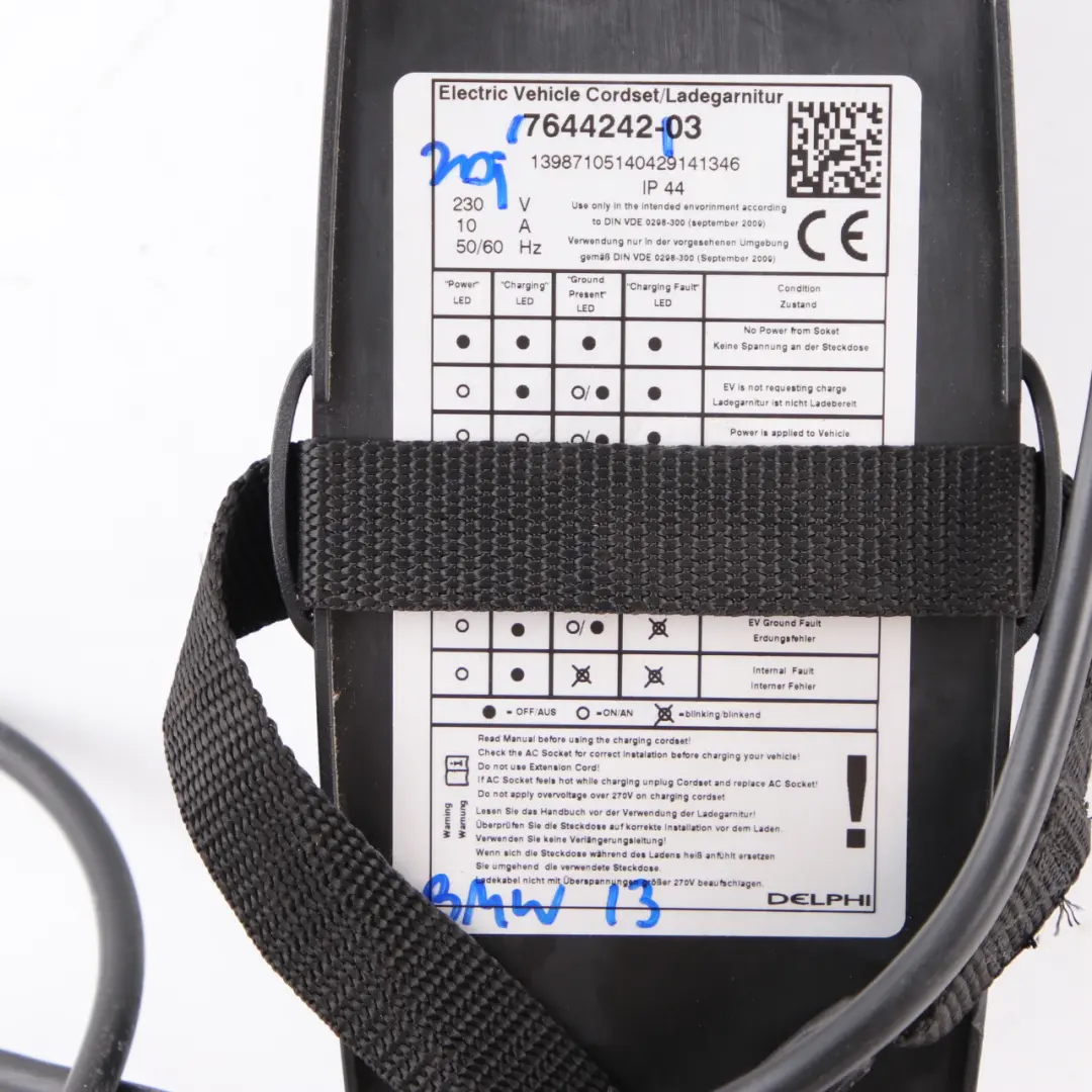 Charging Cable BMW F30 i3 I01 i8 I12 PHEV Plug-in Hybrid Vehicle Charger to with Part number 7644242 Charging Cable BMW F30 i3 I01 i8 I12 PHEV Plug-in Hybrid Vehicle Charger - SKU 7644242 - Part number 7644242