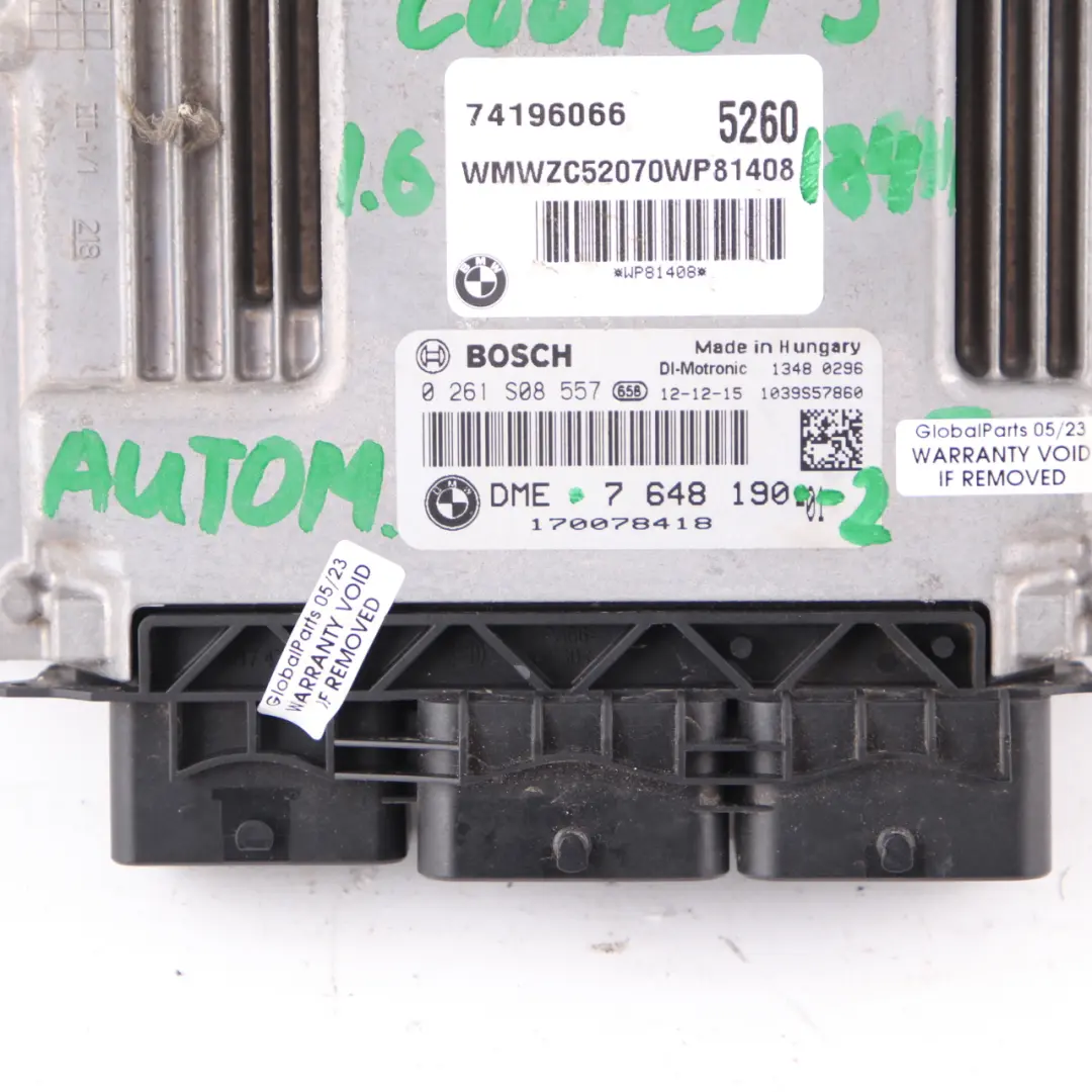 184HP ECU Kit DME + CAS3 + Keys Automatic to Mini Cooper S R56 LCI N18 1.6 with Part number 7648190 Mini Cooper S R56 LCI N18 1.6 184HP ECU Kit DME + CAS3 + Keys Automatic - SKU 7648190-2 - Part number 7648190