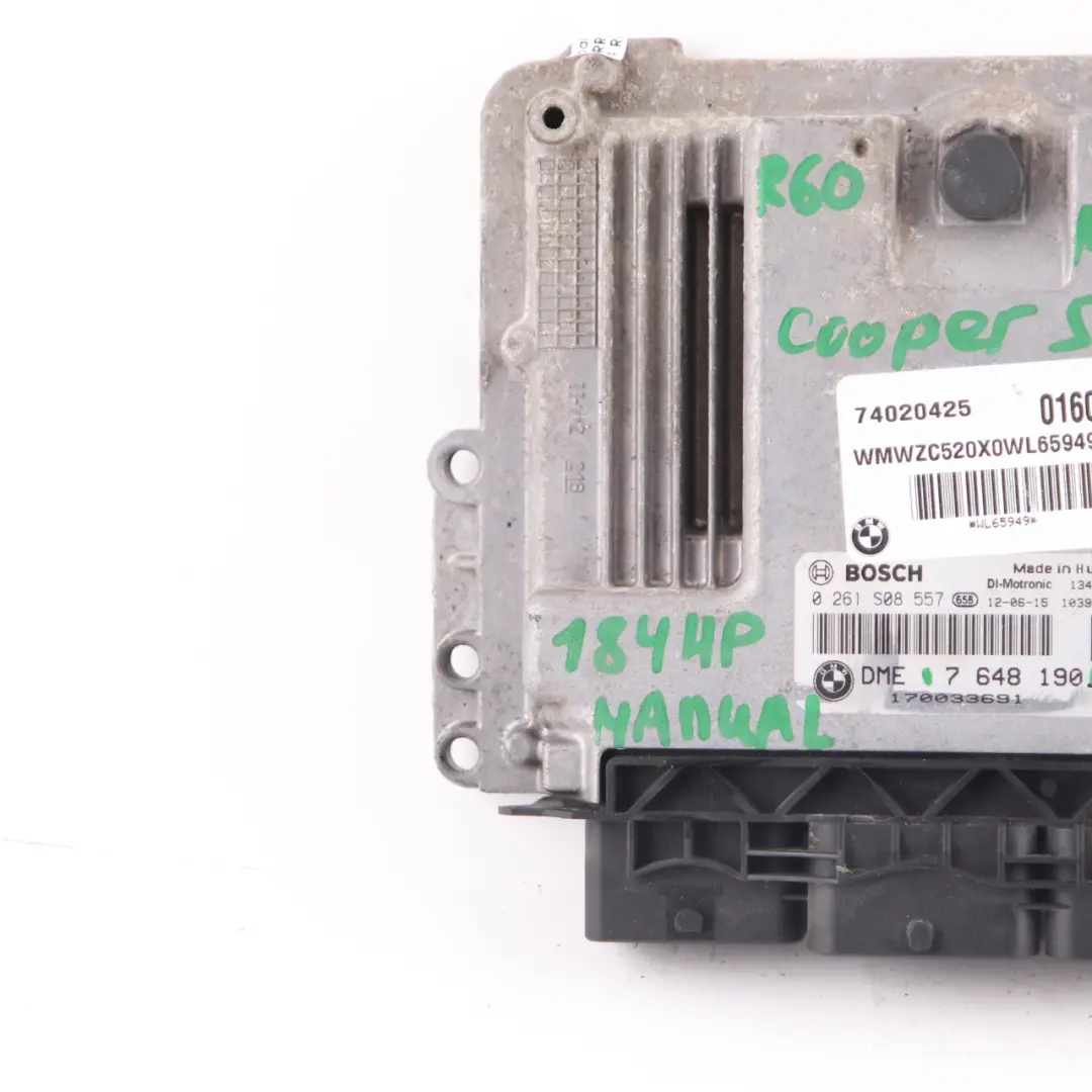 184HP ECU Engine Module DME Manual to Mini Cooper S R55 R56 LCI R60 N18 1.6 with Part number 7648190 Mini Cooper S R55 R56 LCI R60 N18 1.6 184HP ECU Engine Module DME Manual - SKU 7648190 - Part number 7648190