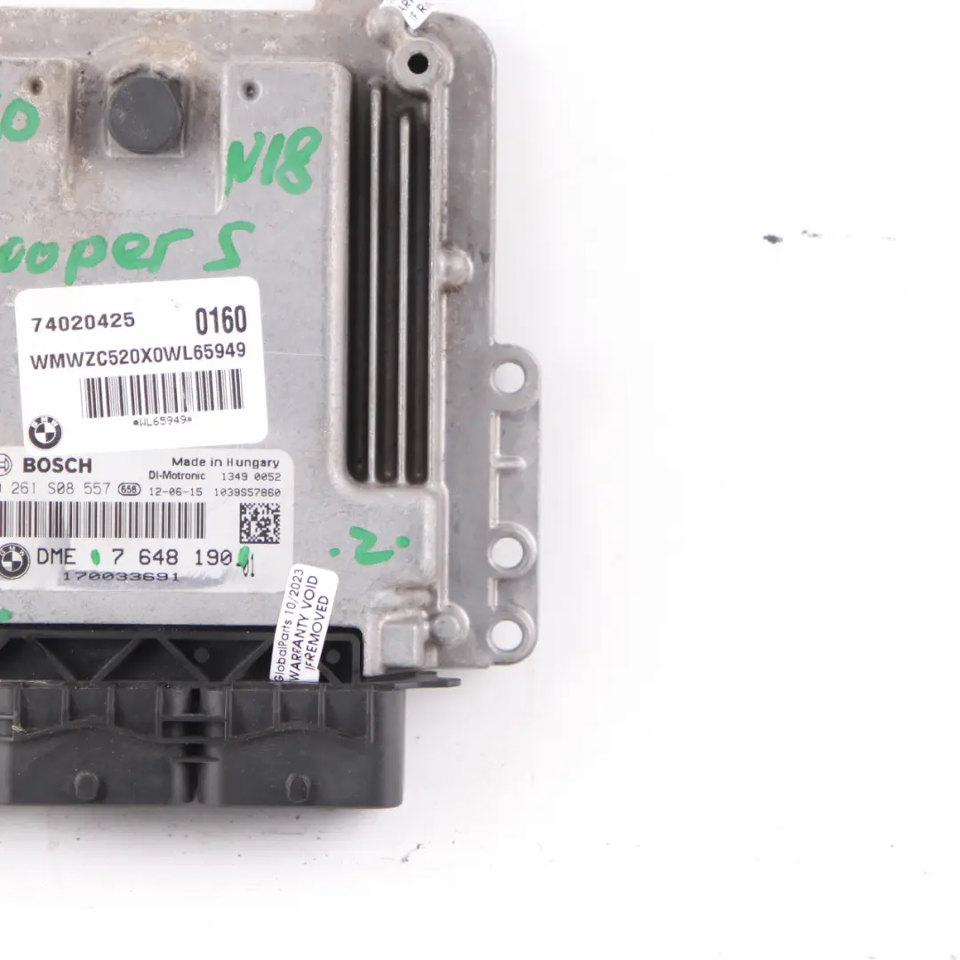 184HP ECU Engine Module DME Manual to Mini Cooper S R55 R56 LCI R60 N18 1.6 with Part number 7648190 Mini Cooper S R55 R56 LCI R60 N18 1.6 184HP ECU Engine Module DME Manual - SKU 7648190 - Part number 7648190