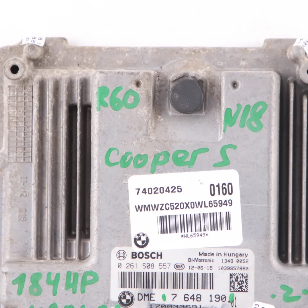 Mini Cooper S R55 R56 LCI R60 N18 1.6 184HP ECU Engine Module DME Manual - SKU 7648190 - Part number 7648190