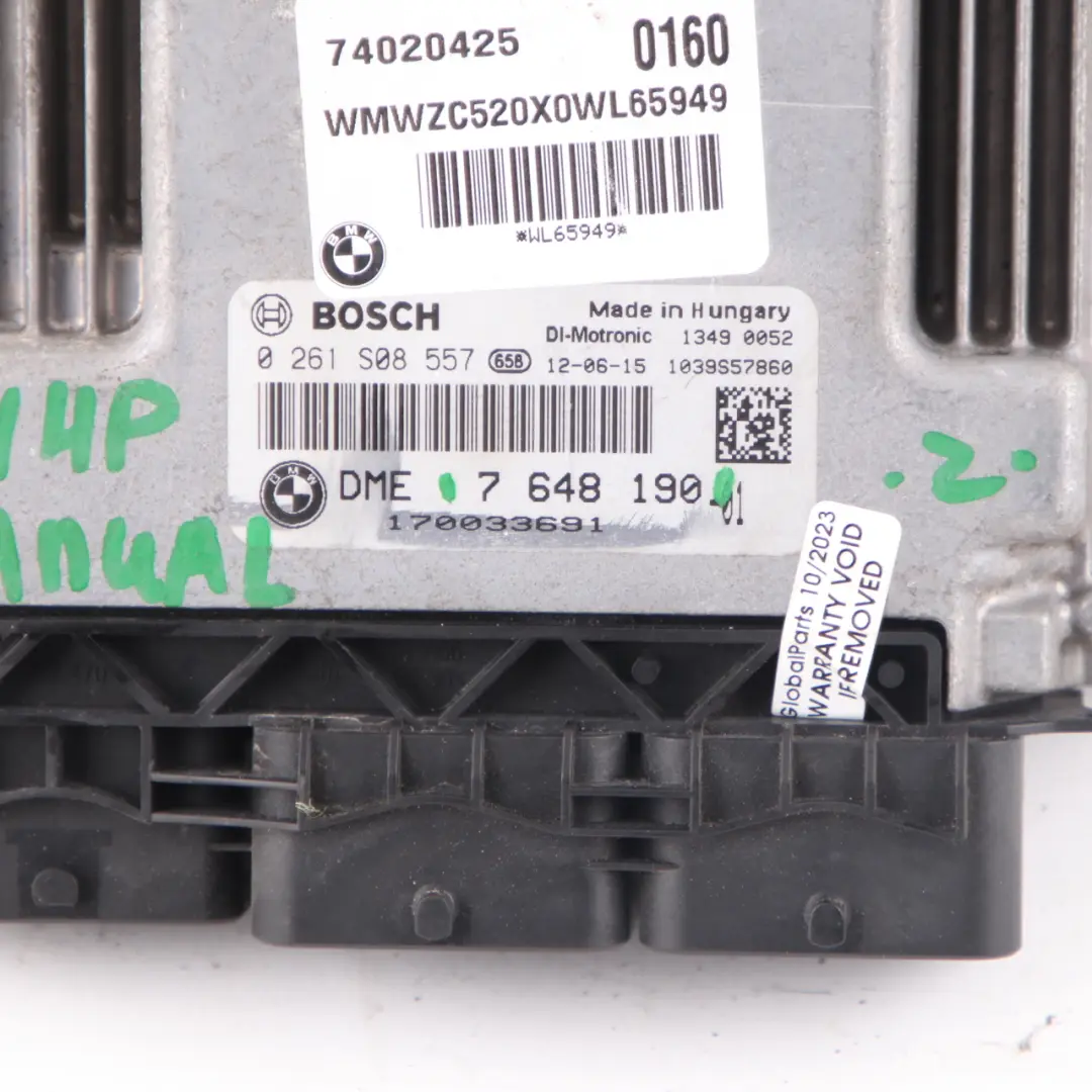 Mini Cooper S R55 R56 LCI R60 N18 1.6 184HP ECU Engine Module DME Manual - SKU 7648190 - Part number 7648190