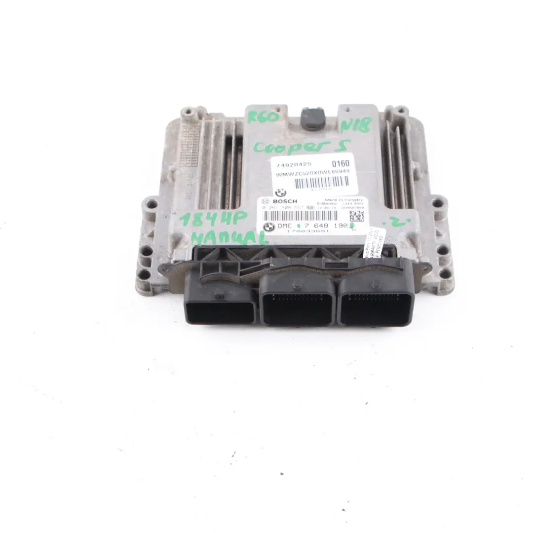 184HP ECU Engine Module DME Manual to Mini Cooper S R55 R56 LCI R60 N18 1.6 with Part number 7648190 Mini Cooper S R55 R56 LCI R60 N18 1.6 184HP ECU Engine Module DME Manual - SKU 7648190 - Part number 7648190