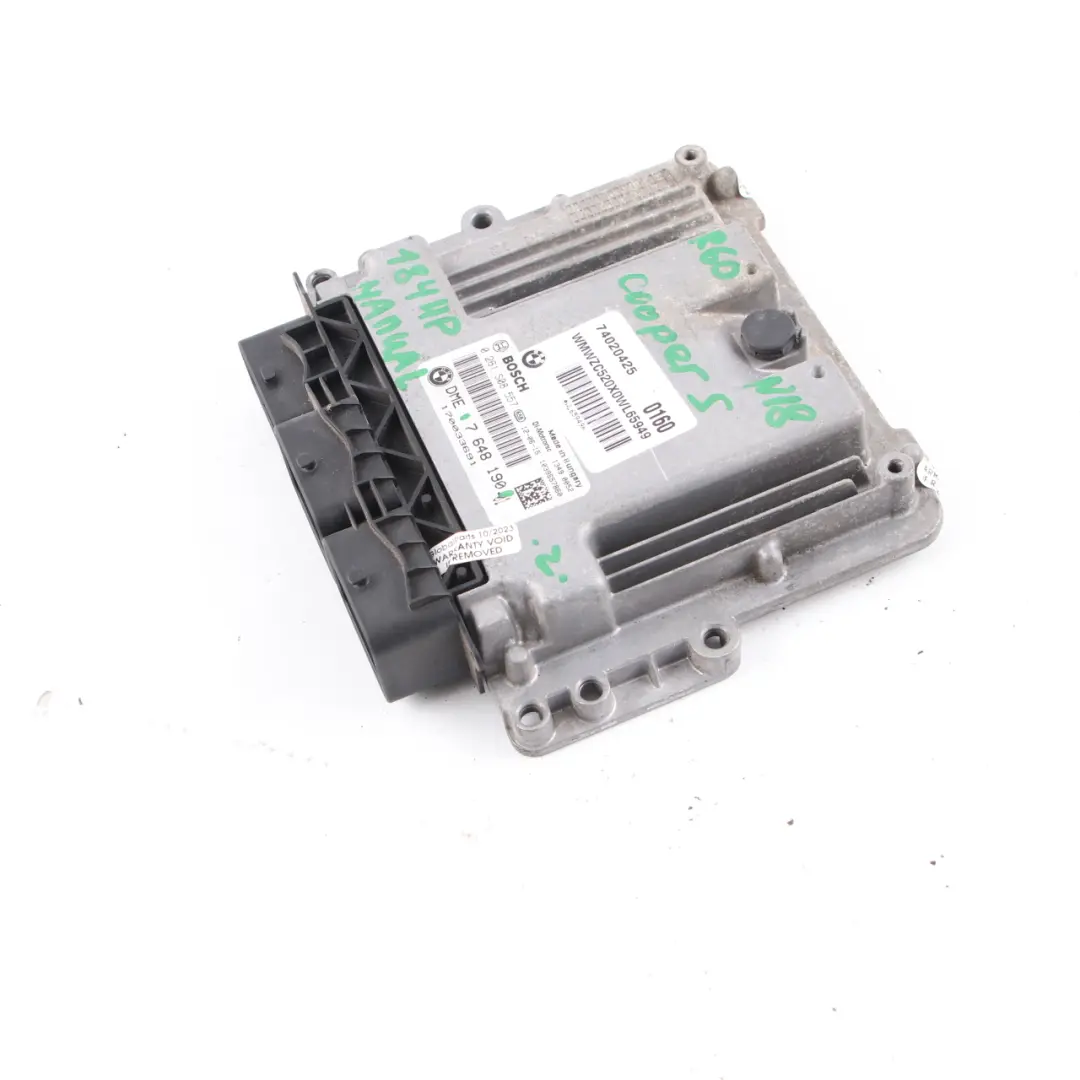 184HP ECU Engine Module DME Manual to Mini Cooper S R55 R56 LCI R60 N18 1.6 with Part number 7648190 Mini Cooper S R55 R56 LCI R60 N18 1.6 184HP ECU Engine Module DME Manual - SKU 7648190 - Part number 7648190