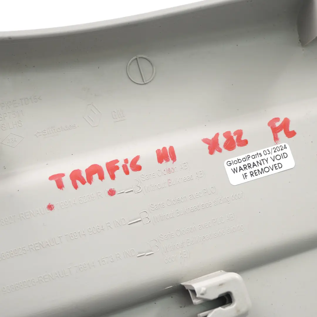 Listwa Boczna Osłona Słupka Lewa do Renault Trafic Opel Vivaro o numerze 769145239R Renault Trafic Opel Vivaro Listwa Boczna Osłona Słupka Lewa - SKU 769145239R - Numer Części 769145239R