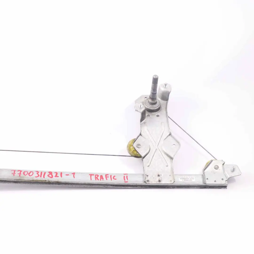 Elevalunas Puerta Delantera Derecha Regulador para Renault Trafic II con número de pieza 7700311821 Renault Trafic II Elevalunas Puerta Delantera Derecha Regulador - SKU 7700311821-1 - Número de pieza 7700311821