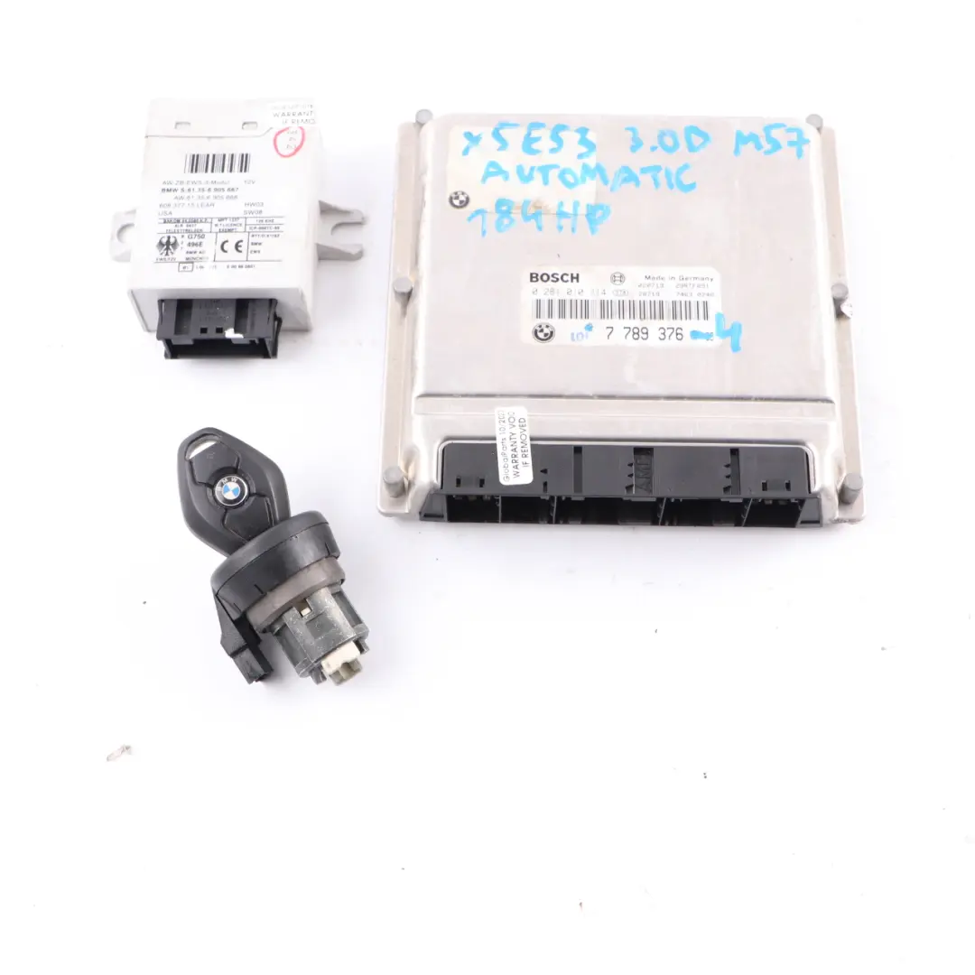 M57 184HP ECU Kit Control Unit DDE EWS3 + Key Automatic to BMW X5 E53 3.0d with Part number 7789376 BMW X5 E53 3.0d M57 184HP ECU Kit Control Unit DDE EWS3 + Key Automatic - SKU 7789376-4 - Part number 7789376