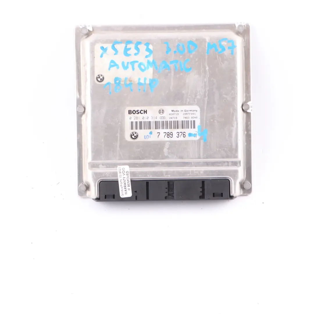 M57 184HP ECU Kit Control Unit DDE EWS3 + Key Automatic to BMW X5 E53 3.0d with Part number 7789376 BMW X5 E53 3.0d M57 184HP ECU Kit Control Unit DDE EWS3 + Key Automatic - SKU 7789376-4 - Part number 7789376