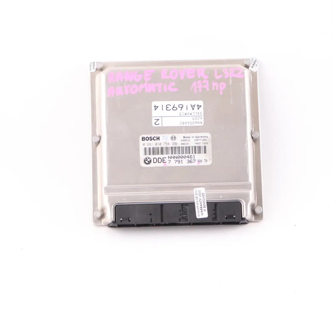 Motor L322 3.0d M57 306D1 Módulo Unidad ECU DDE para Land Rover Range Rover con número de pieza 7791367 Land Rover Range Rover Motor L322 3.0d M57 306D1 Módulo Unidad ECU DDE - SKU 7791367 - Número de pieza 7791367