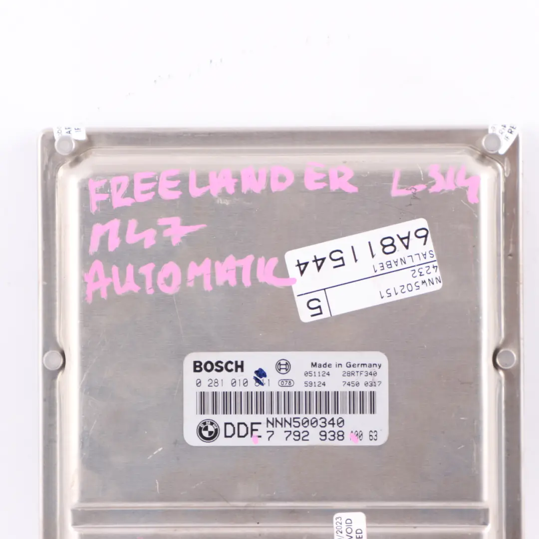 M47 2.0 Diesel Engine Unit ECU Automatic to Land Rover Freelander L314 with Part number 7792938 Land Rover Freelander L314 M47 2.0 Diesel Engine Unit ECU Automatic - SKU 7792938 - Part number 7792938