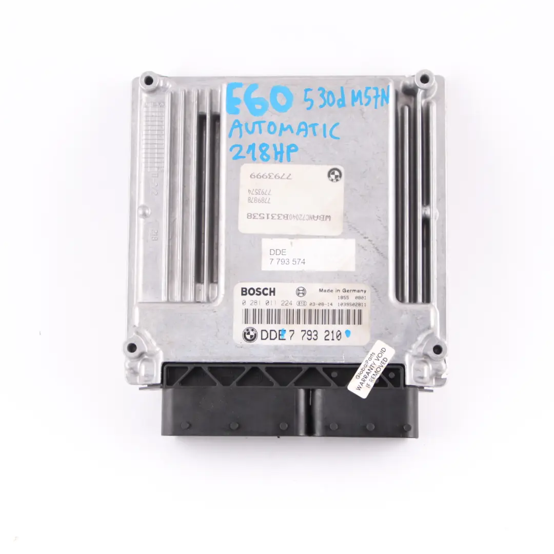 M57N 218HP ECU Engine Control Kit DDE Automatic to BMW E60 E61 530d Diesel with Part number 7793210 BMW E60 E61 530d Diesel M57N 218HP ECU Engine Control Kit DDE Automatic - SKU 7793210 - Part number 7793210