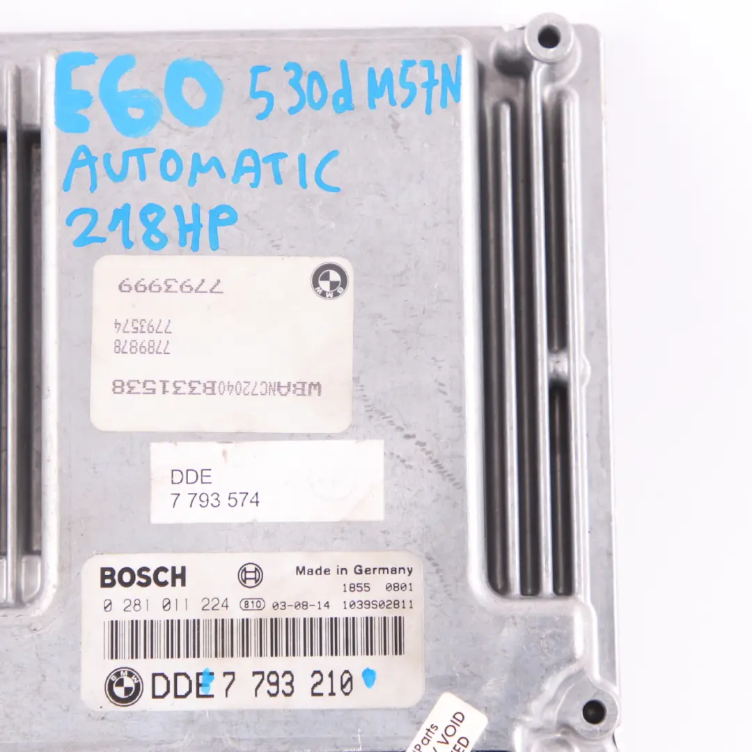 BMW E60 E61 530d Diesel M57N 218HP ECU Engine Control Kit DDE Automatic - SKU 7793210 - Part number 7793210