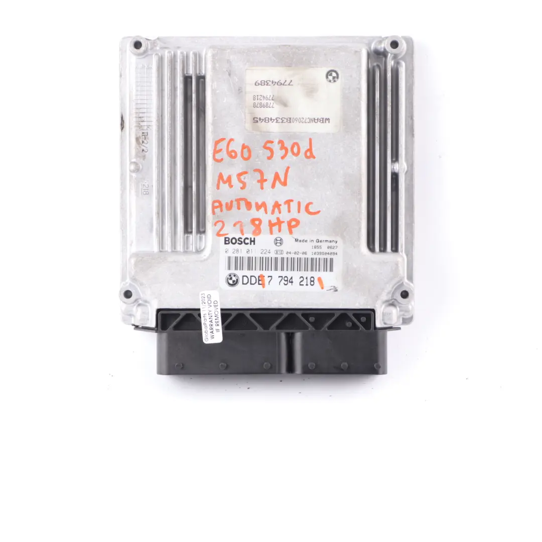 M57N 218HP Engine Unit Module ECU DDE Automatic to BMW E60 E61 530d Diesel with Part number 7794218 BMW E60 E61 530d Diesel M57N 218HP Engine Unit Module ECU DDE Automatic - SKU 7794218 - Part number 7794218