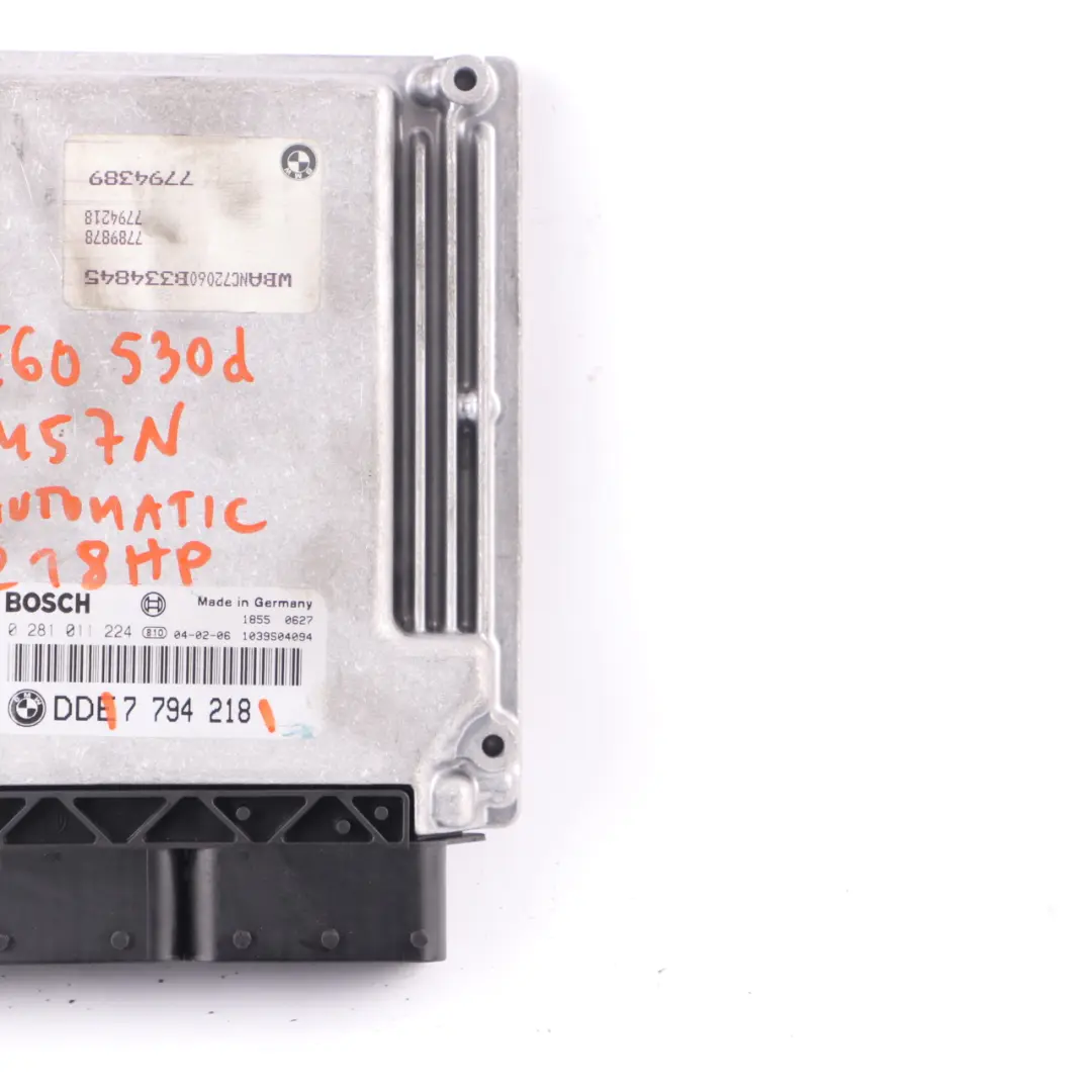 M57N 218HP Engine Unit Module ECU DDE Automatic to BMW E60 E61 530d Diesel with Part number 7794218 BMW E60 E61 530d Diesel M57N 218HP Engine Unit Module ECU DDE Automatic - SKU 7794218 - Part number 7794218
