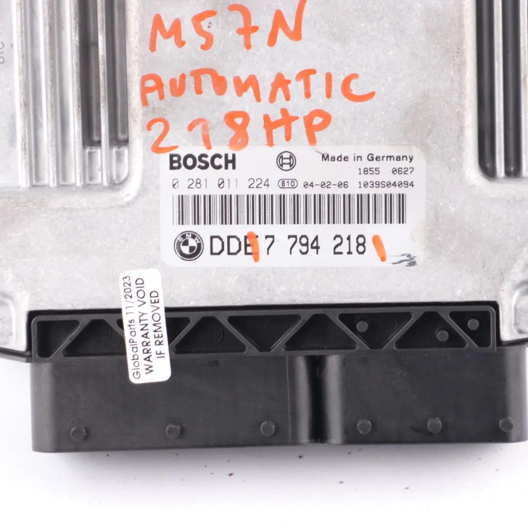M57N 218HP Engine Unit Module ECU DDE Automatic to BMW E60 E61 530d Diesel with Part number 7794218 BMW E60 E61 530d Diesel M57N 218HP Engine Unit Module ECU DDE Automatic - SKU 7794218 - Part number 7794218
