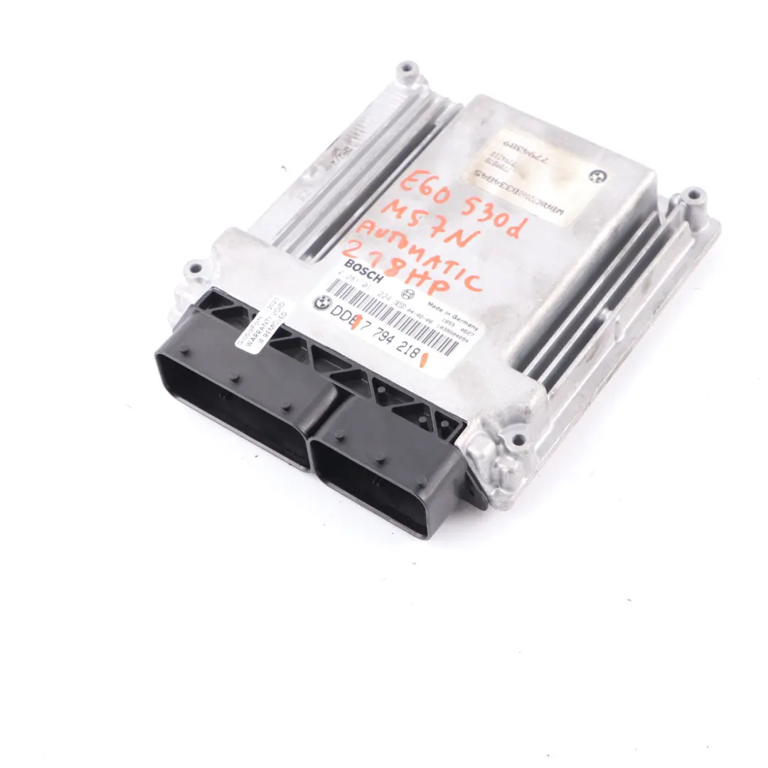M57N 218HP Engine Unit Module ECU DDE Automatic to BMW E60 E61 530d Diesel with Part number 7794218 BMW E60 E61 530d Diesel M57N 218HP Engine Unit Module ECU DDE Automatic - SKU 7794218 - Part number 7794218