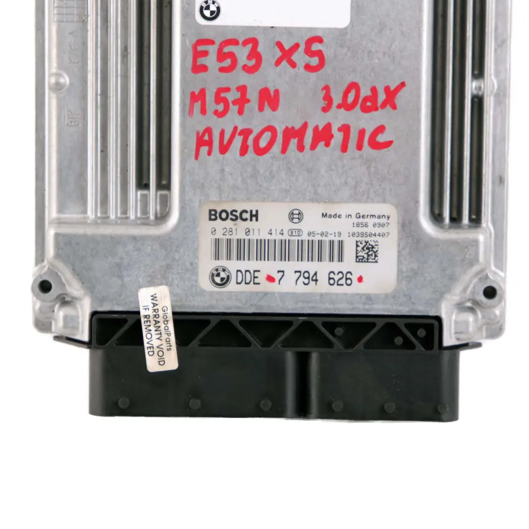 M57N 218HP ECU Unidad Control del Motor DDE Automático para BMW X5 E53 3.0d con número de pieza 7794626 BMW X5 E53 3.0d M57N 218HP ECU Unidad Control del Motor DDE Automático - SKU 7794626 - Número de pieza 7794626