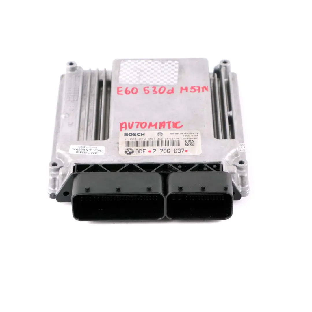 M57N 218HP ECU Unità Di Controllo Modulo Automatico per BMW 5 E60 E61 530D con numero di parte 7796637 BMW 5 E60 E61 530D M57N 218HP ECU Unità Di Controllo Modulo Automatico - SKU 7796637 - Numero di parte 7796637