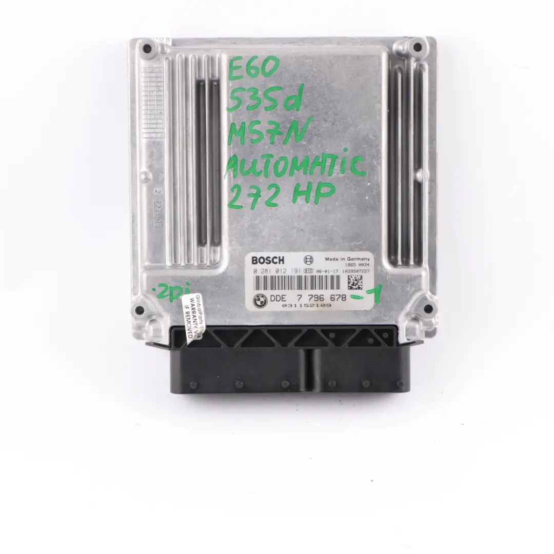 M57N Engine Control ECU Kit DDE CAS2 2 Keys Automatic to BMW E60 E61 535d with Part number 7796678 BMW E60 E61 535d M57N Engine Control ECU Kit DDE CAS2 2 Keys Automatic - SKU 7796678-1 - Part number 7796678