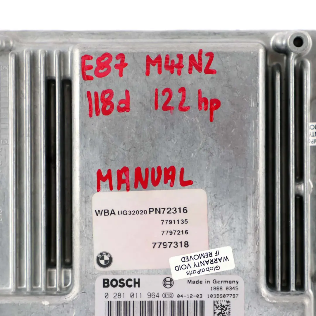 M47N2 122HP Engine ECU Kit DDE CAS2 Keys to BMW 1 3 E87 E90 E91 118d 318d with Part number 7797216 BMW 1 3 E87 E90 E91 118d 318d M47N2 122HP Engine ECU Kit DDE CAS2 Keys - SKU 7797216-3 - Part number 7797216