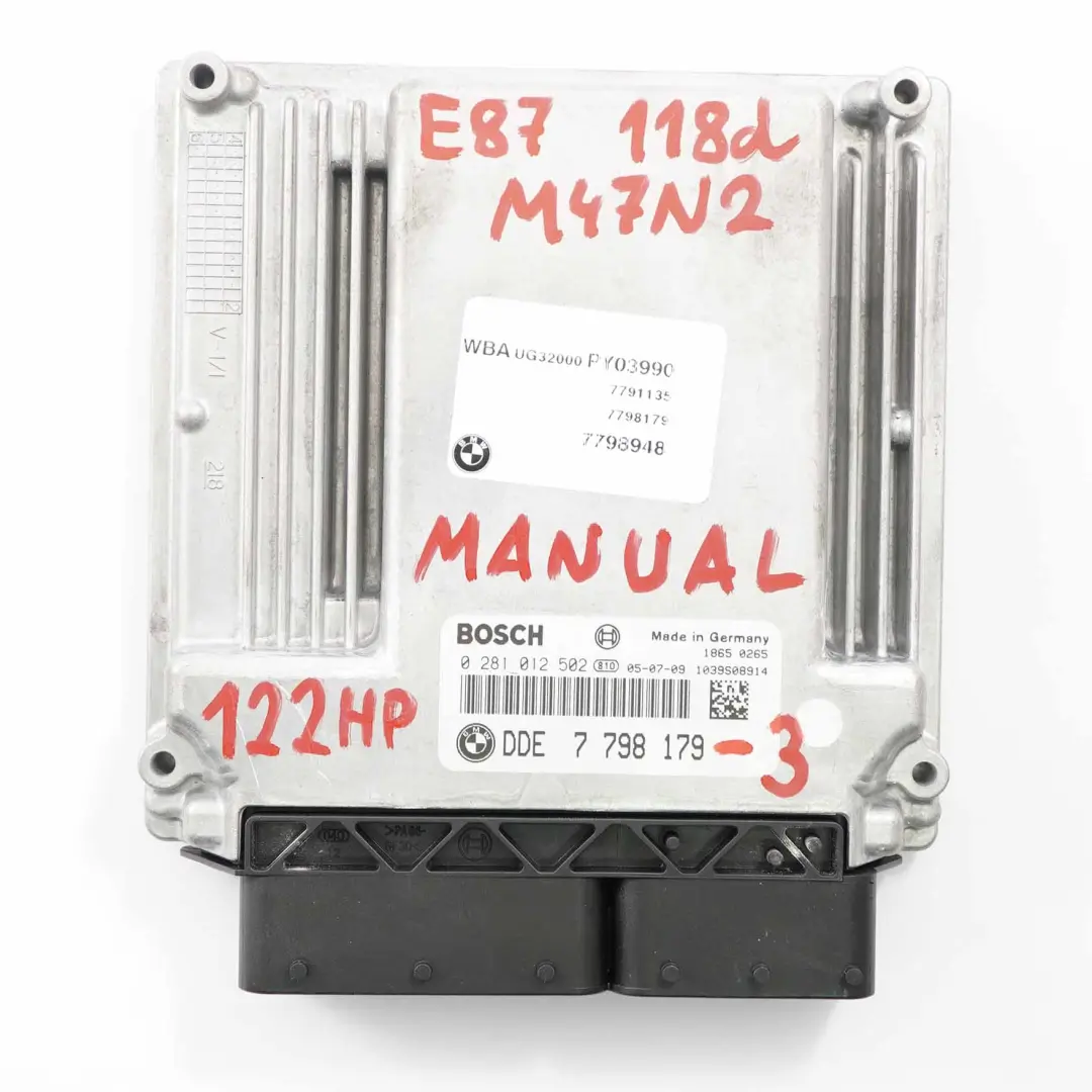 BMW E87 E90 E91 118d 318d M47N2 122HP Engine ECU KIT DDE CAS2 + Keys - SKU 7798179-3 - Part number 7798179