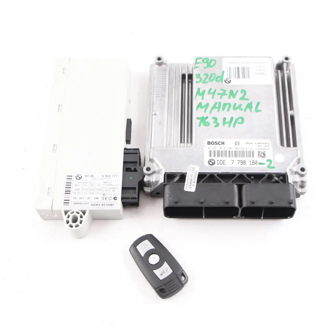 BMW E60 E87 E90 E91 120d 320d 520d M47N2 ECU Kit DDE 77981802 CAS2 Key Manual