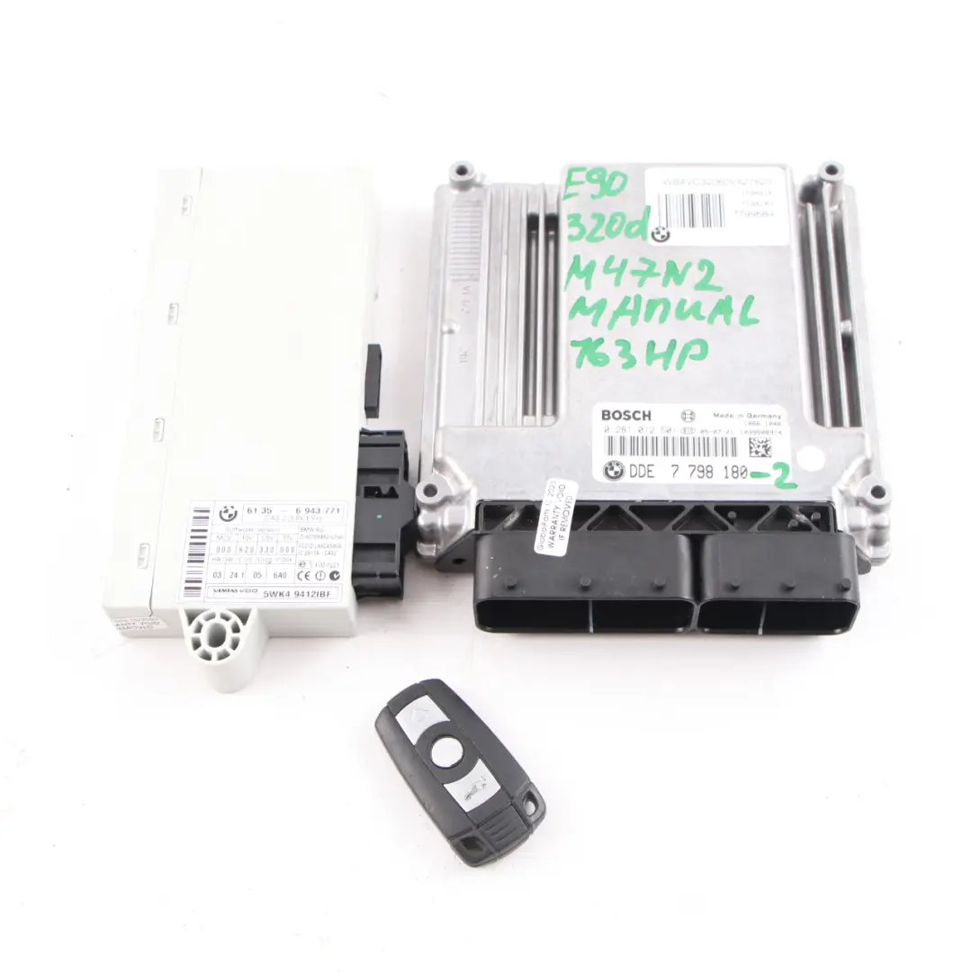 BMW E60 E87 E90 E91 120d 320d 520d M47N2 Kit centralina DDE CAS2 Chiave - SKU 7798180-2 - Numero di parte 7798180