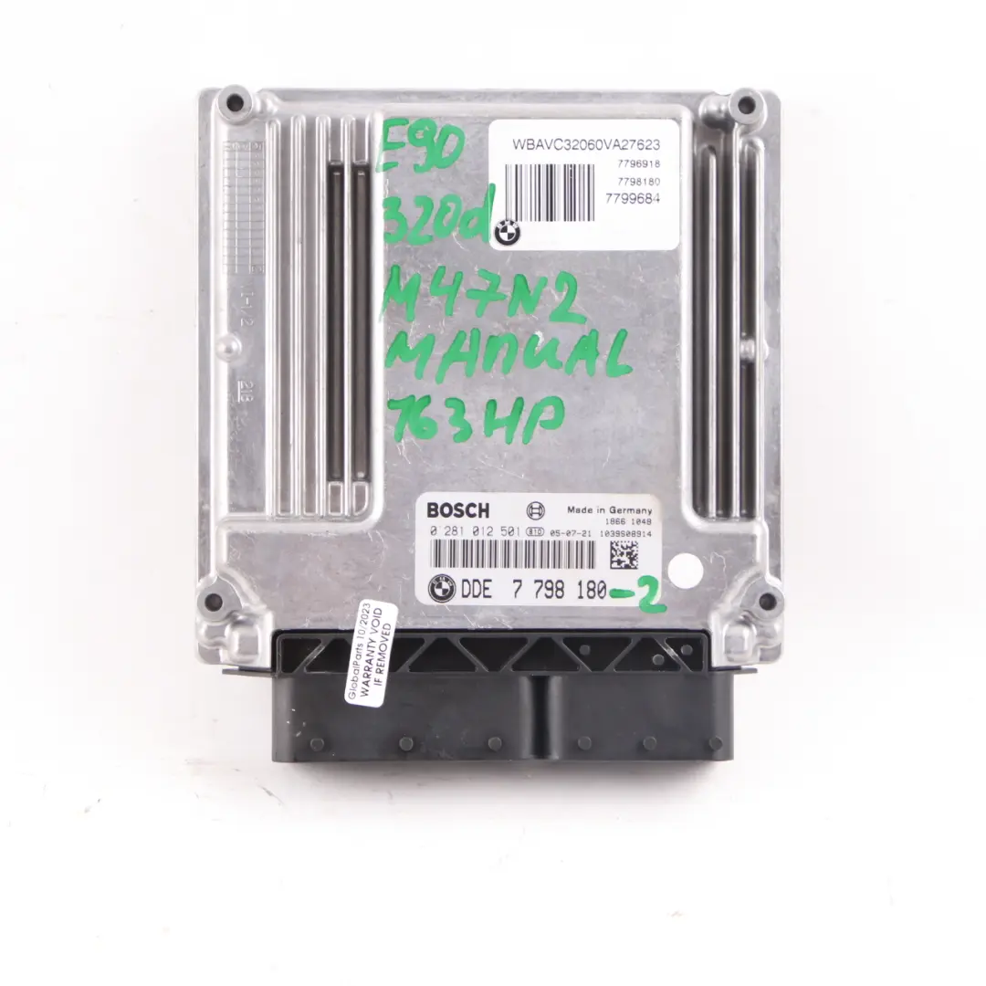 BMW E60 E87 E90 E91 120d 320d 520d M47N2 ECU Kit DDE CAS2 + Key Manual - SKU 7798180-2 - Part number 7798180
