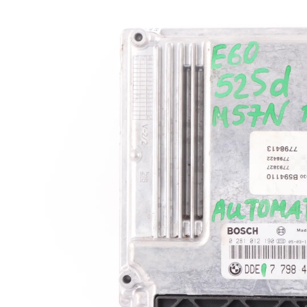 M57N 177HP Unidad Control del Motor ECU DDE Automático para BMW E60 E61 525d con número de pieza 7798422 BMW E60 E61 525d M57N 177HP Unidad Control del Motor ECU DDE Automático - SKU 7798422 - Número de pieza 7798422