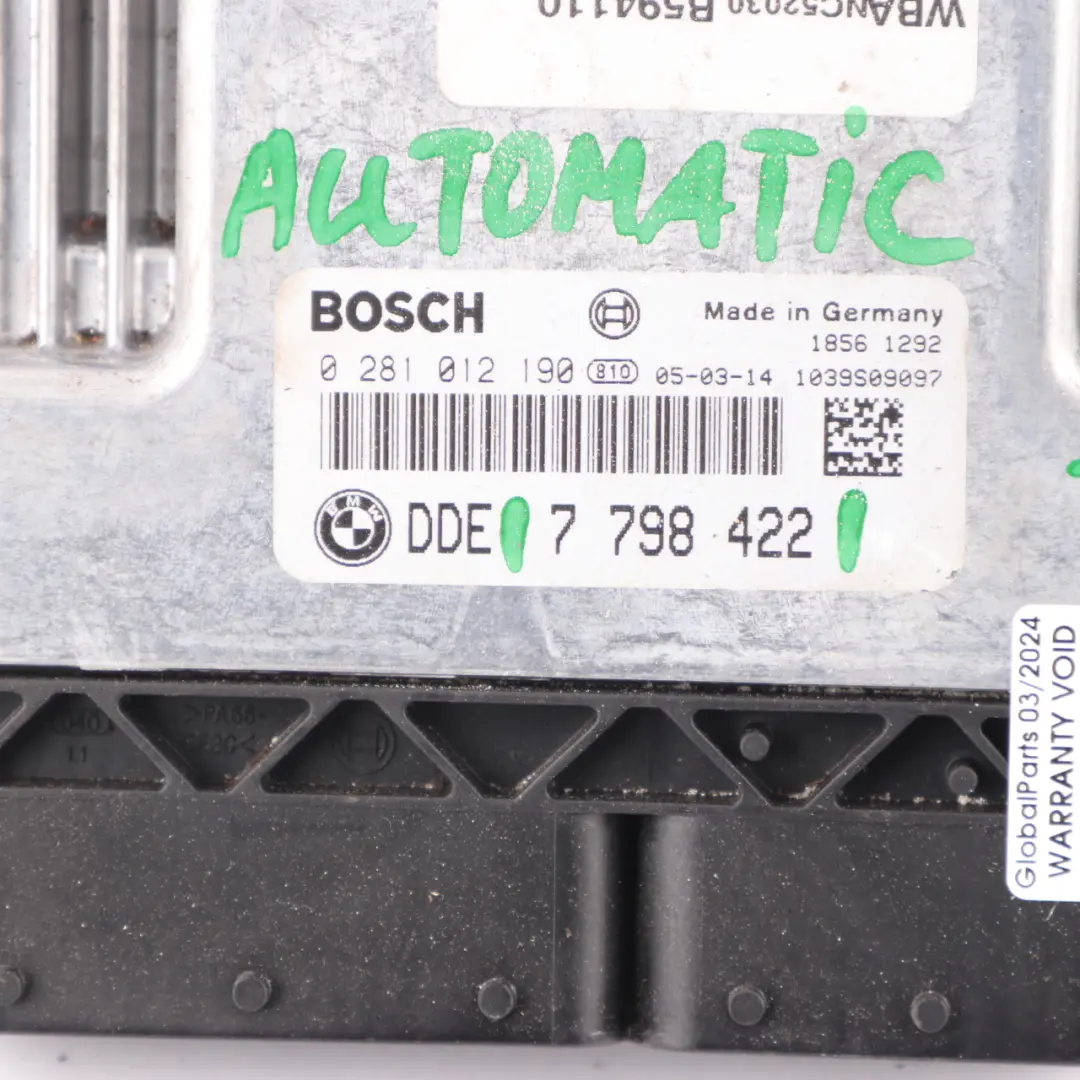 M57N 177HP Motorsteuergerät ECU DDE Automatik BMW E60 E61 525d - SKU 7798422 - Teilenummer 7798422