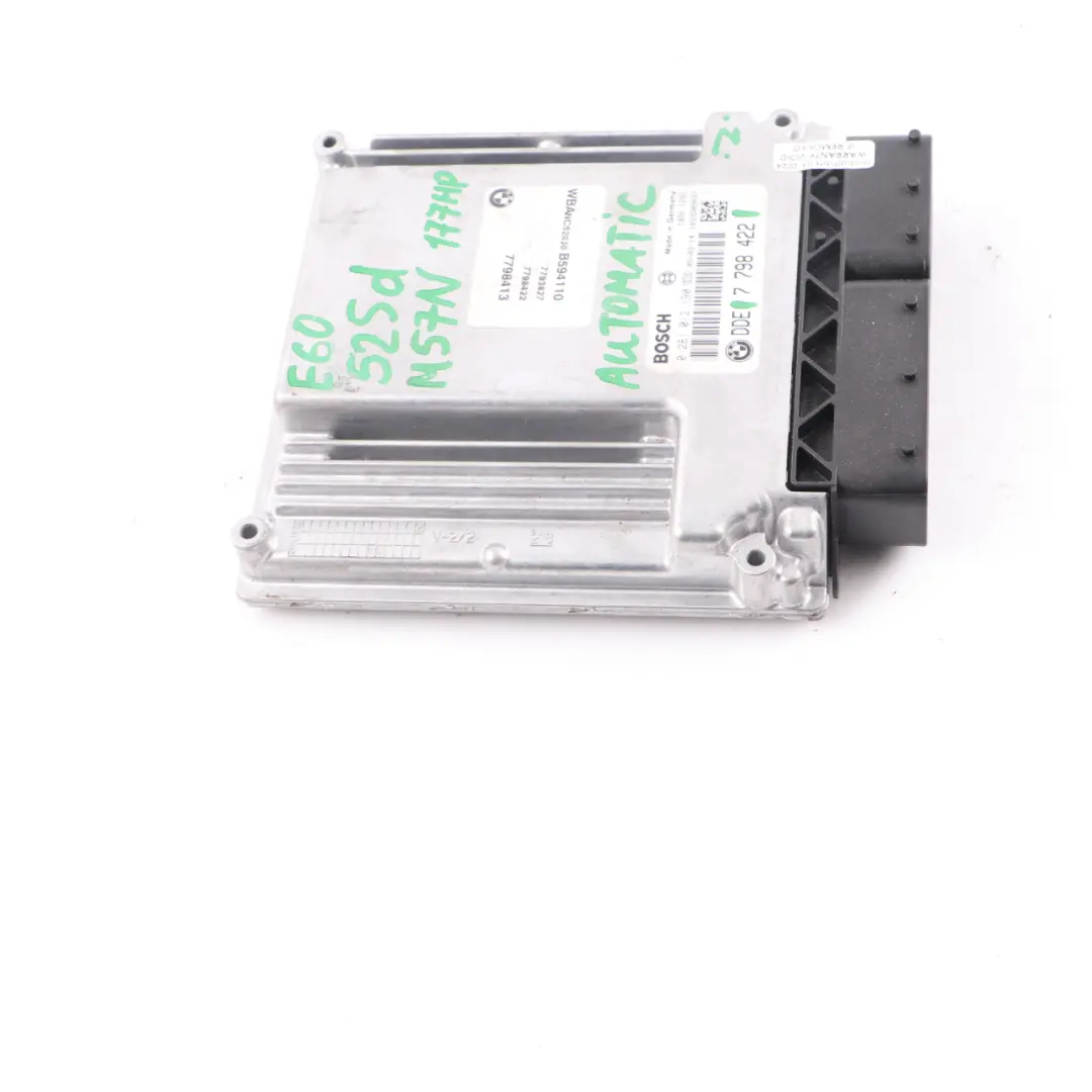 BMW E60 E61 525d M57N 177HP Unidad Control del Motor ECU DDE Automático - SKU 7798422 - Número de pieza 7798422