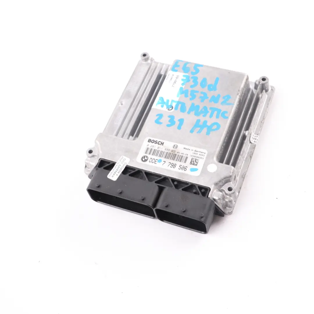 M57N2 231HP ECU Engine Control Unit Module DDE Automatic to BMW E65 730d with Part number 7798506 BMW E65 730d M57N2 231HP ECU Engine Control Unit Module DDE Automatic - SKU 7798506 - Part number 7798506