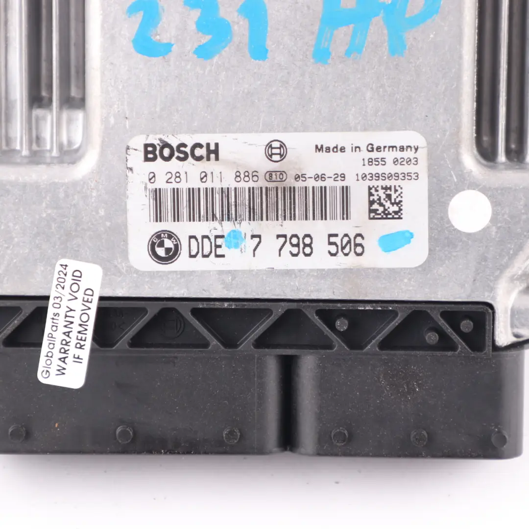 M57N2 231HP ECU Engine Control Unit Module DDE Automatic to BMW E65 730d with Part number 7798506 BMW E65 730d M57N2 231HP ECU Engine Control Unit Module DDE Automatic - SKU 7798506 - Part number 7798506