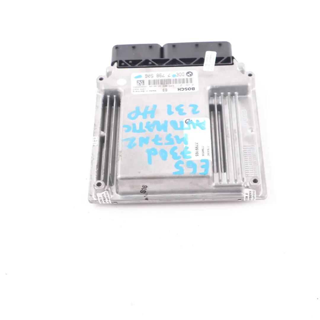 M57N2 231HP ECU Engine Control Unit Module DDE Automatic to BMW E65 730d with Part number 7798506 BMW E65 730d M57N2 231HP ECU Engine Control Unit Module DDE Automatic - SKU 7798506 - Part number 7798506