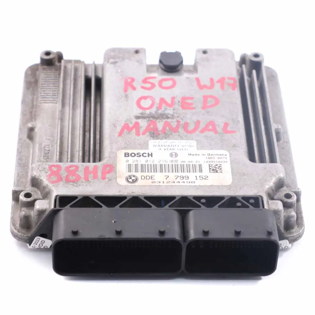 Mini One D R50 Diesel W17 88HP Engine Control Unit ECU DDE 7799152 Manual
