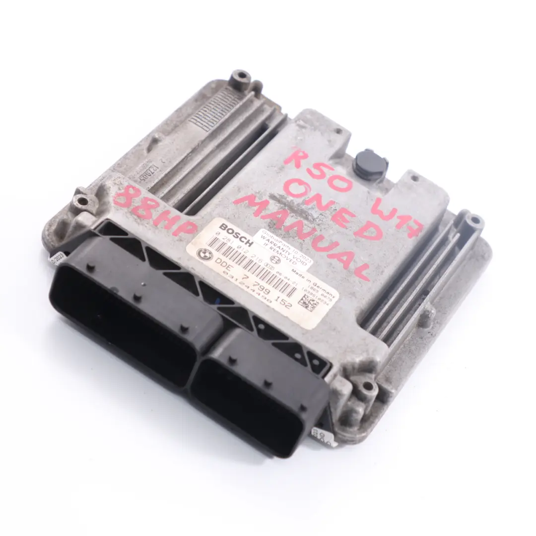 W17 88HP Unité Contrôle Moteur ECU DDE Manuel pour Mini One D R50 Diesel à propos du numéro de pièce 7799152 Mini One D R50 Diesel W17 88HP Unité Contrôle Moteur ECU DDE Manuel - SKU 7799152 - Numéro de pièce 7799152