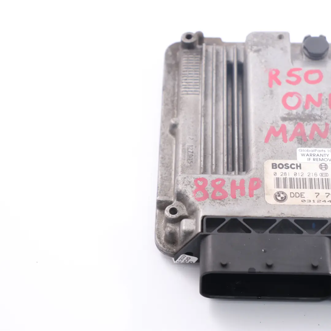 W17 88HP Motore Unità di controllo ECU DDE Manuale per Mini One D R50 Diesel con numero di parte 7799152 Mini One D R50 Diesel W17 88HP Motore Unità di controllo ECU DDE Manuale - SKU 7799152 - Numero di parte 7799152