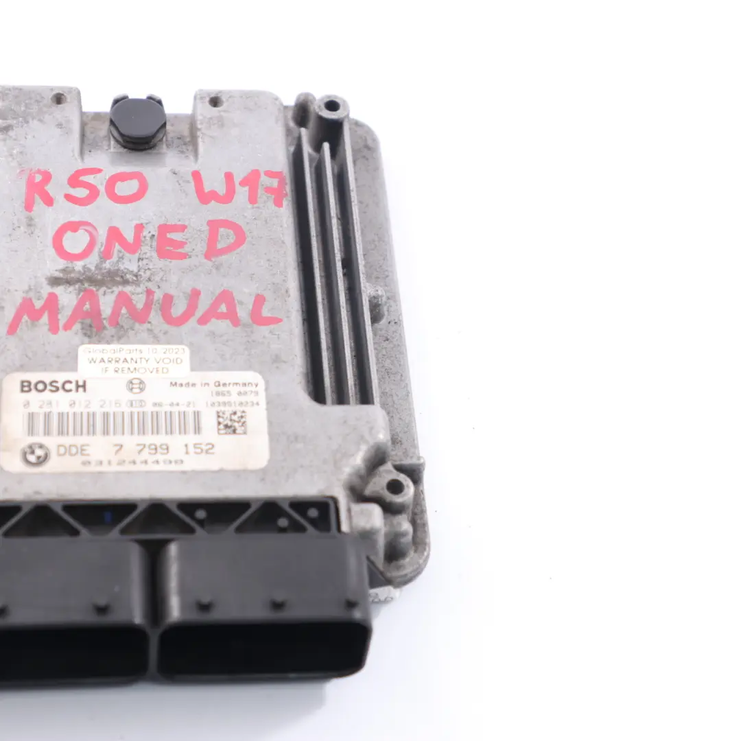 Mini One D R50 Diesel W17 88HP Engine Control Unit ECU DDE Manual - SKU 7799152 - Part number 7799152